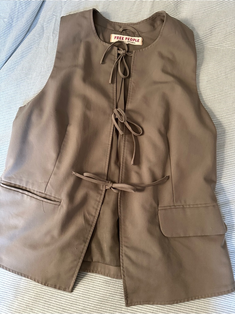 Free People Brown Tie-Front Sleeveless Vest